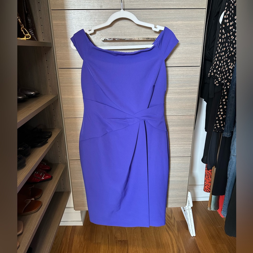 Lauren by Ralph Lauren crepe off the shoulder purple dress